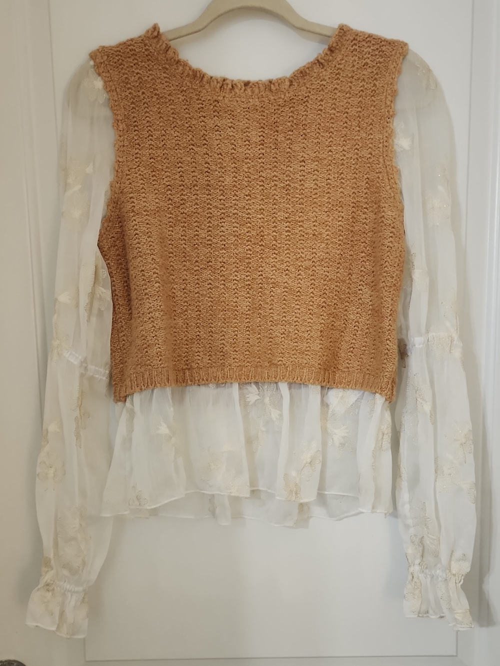By Anthropologie Ruffle Twofer Sweater Blouse